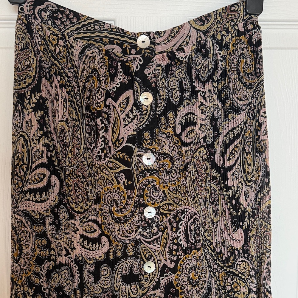 Paisley Button-Front Skirt - Black and Pink